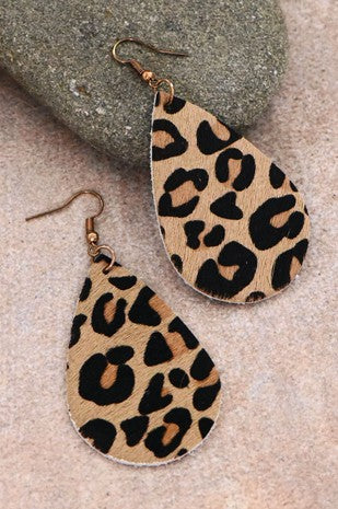 Leopard Print Leather Earrings