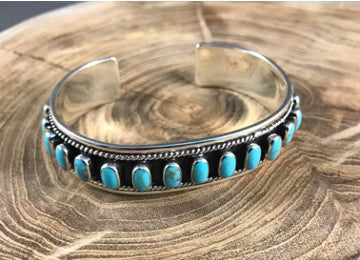 BOHO SOL TURQUOISE MULTI STONE 925 Sterling Cuff
