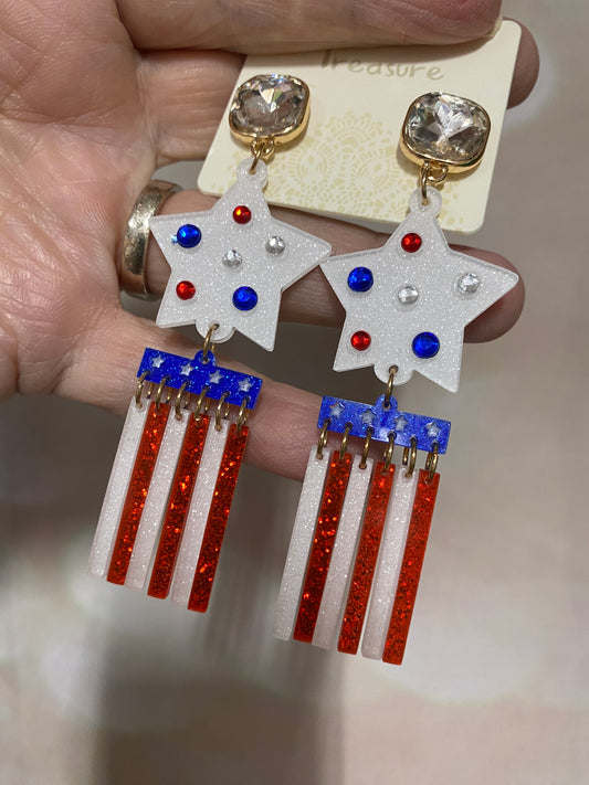 Acrylic Patriotic Star Earring