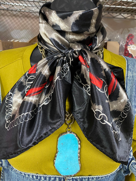 Large Black & Leopard Bandana Wild Rag