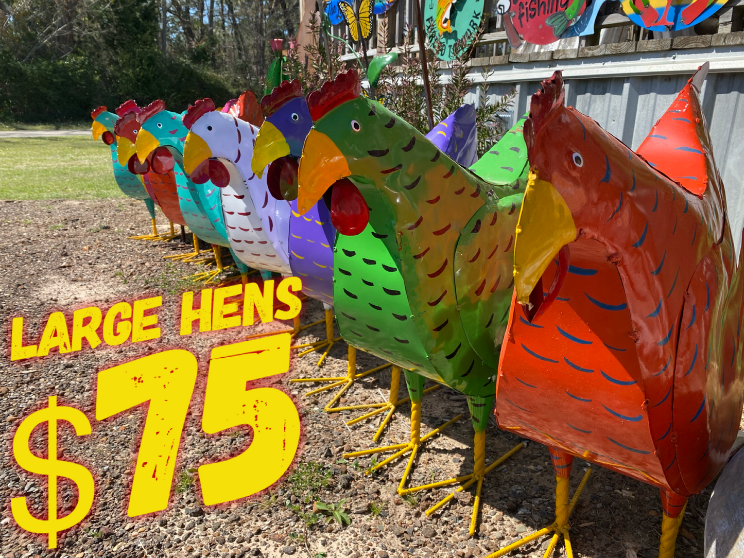 Large Hens Yard Art