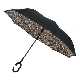 Reverse Closing Umbrella Leopard