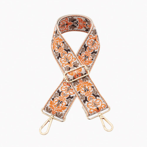 Orange Boho Vine Guitar Strap