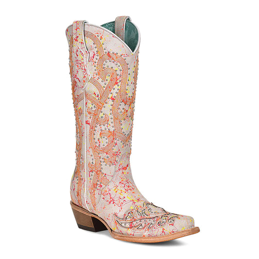 Women's Corral Leather Boots Handcrafted Neon Multi Color C3980